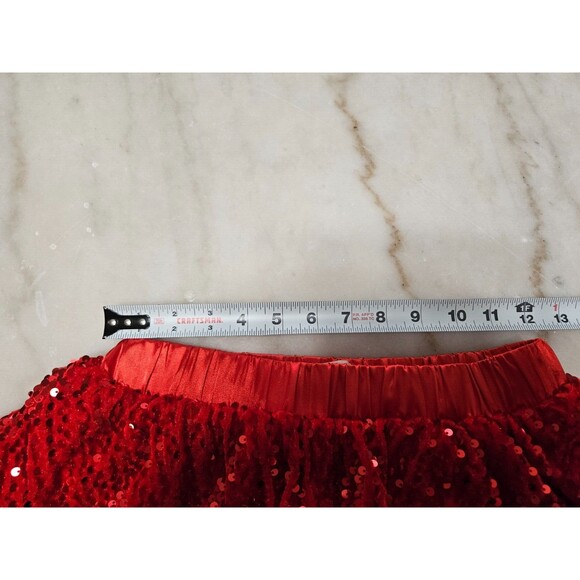 Peach Love Girl's Metallic Sequin Skirt Elastic Waist Ruffle Dance Shorts Size S - Picture 4 of 7